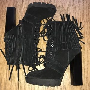 kenneth cole fringe bootie with high heel size 5